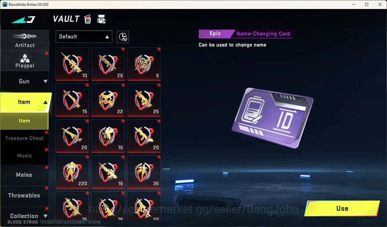 Blood Strike Accounts High-End ASIA |  1 Ultra Talon Knife-Sanctum|1 EVA Gun | 8 Legendary Guns | 1 Epic Name Changing Card 11