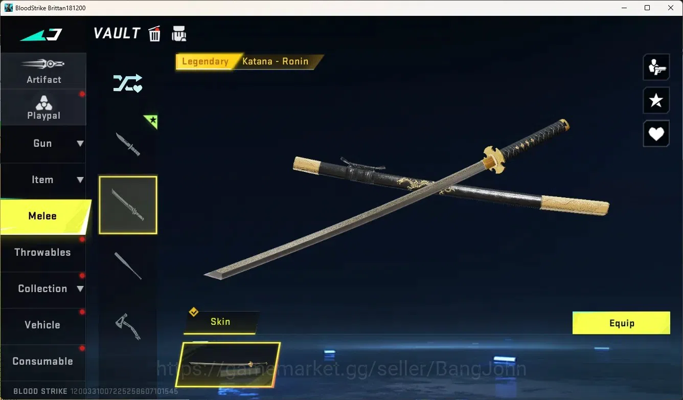 Blood Strike Accounts High-End ASIA |  1 Ultra Talon Knife-Sanctum|1 EVA Gun | 8 Legendary Guns | 1 Epic Name Changing Card 14