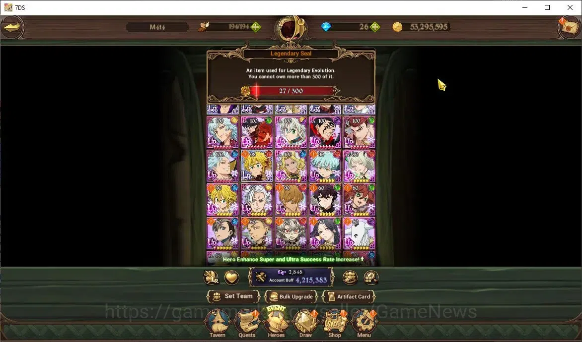 The Seven Deadly Sins: Grand Cross Accounts Endgame GLOBAL|4,2M CC|6 LR+10 UR+Collab Gachia|NMeli4/6,P Brunhind,Roxy M4/6,A 1