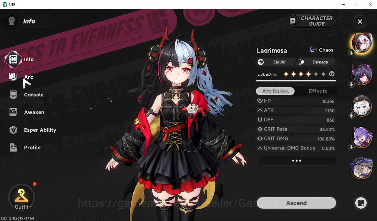 Neverness to Everness Accounts GLOBAL SEA|HL 43|TL 28|8S-Class([LacrimosaA1+Outfit,Shinku]+Sign,Nanally+Livery)|1S-Class 4
