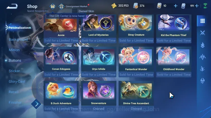 Honor of Kings Accounts Rare Skin Global|176 Skin|Legend: LamLi Xin,Wukong|LOM: Yixing,Shi|Shanahai:MarcoPolo|SXD:Hou 1