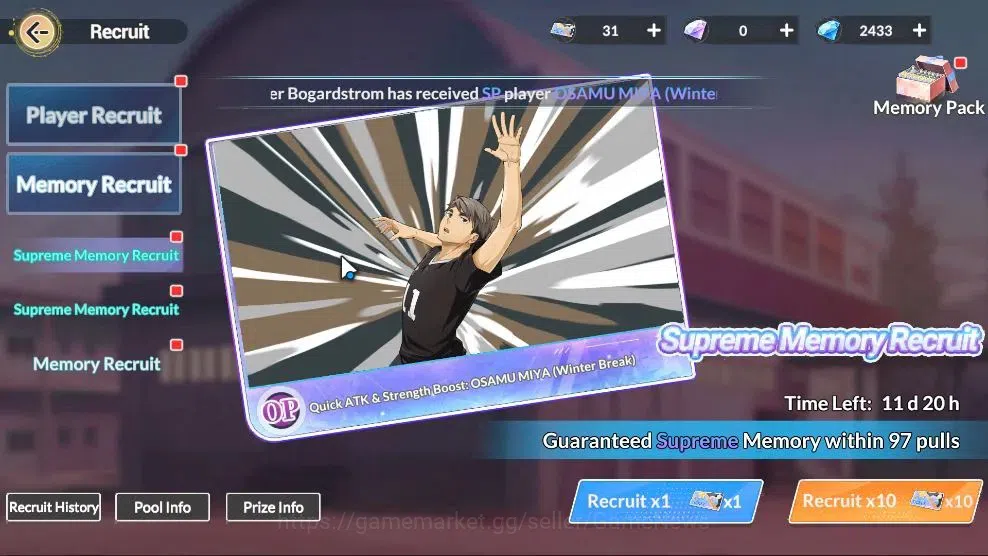 HAIKYU!! FLY HIGH Accounts SEA |Lvl 60|2,4K DM|4 SP (OikawaR2,Bokuto,Keiji,Tetsuro)+Memo|7 UR 15