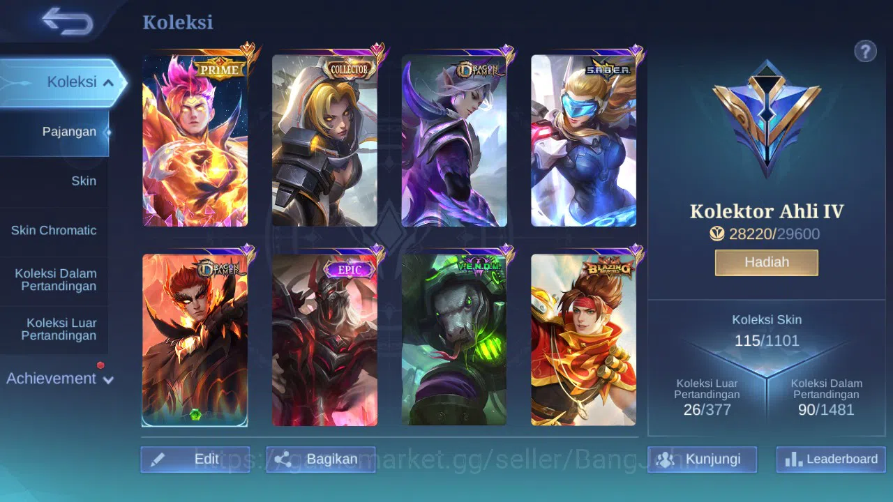 Mobile Legends: Bang Bang Accounts GLOBAL Hero 69 Skin 115 Prime Claude | CC Nata | P image 9