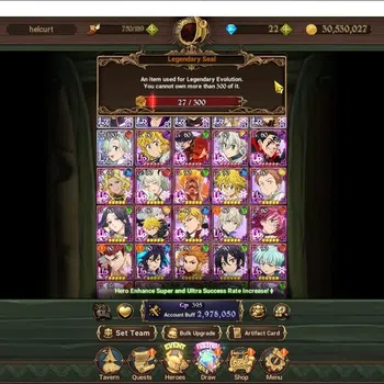 The Seven Deadly Sins: Grand Cross Accounts Endgame GLOBAL|2,9M CC|27 LS|6 LR,12 UR+Collab