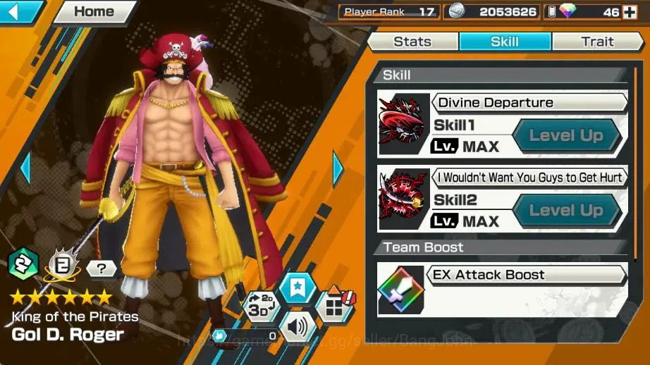 One Piece Bounty Rush Accounts High-End Global | EX 2 |2 Max | PR 17 | Gol D. Roger Max, St. Jaygarcia Satrun Max | RD 46 5