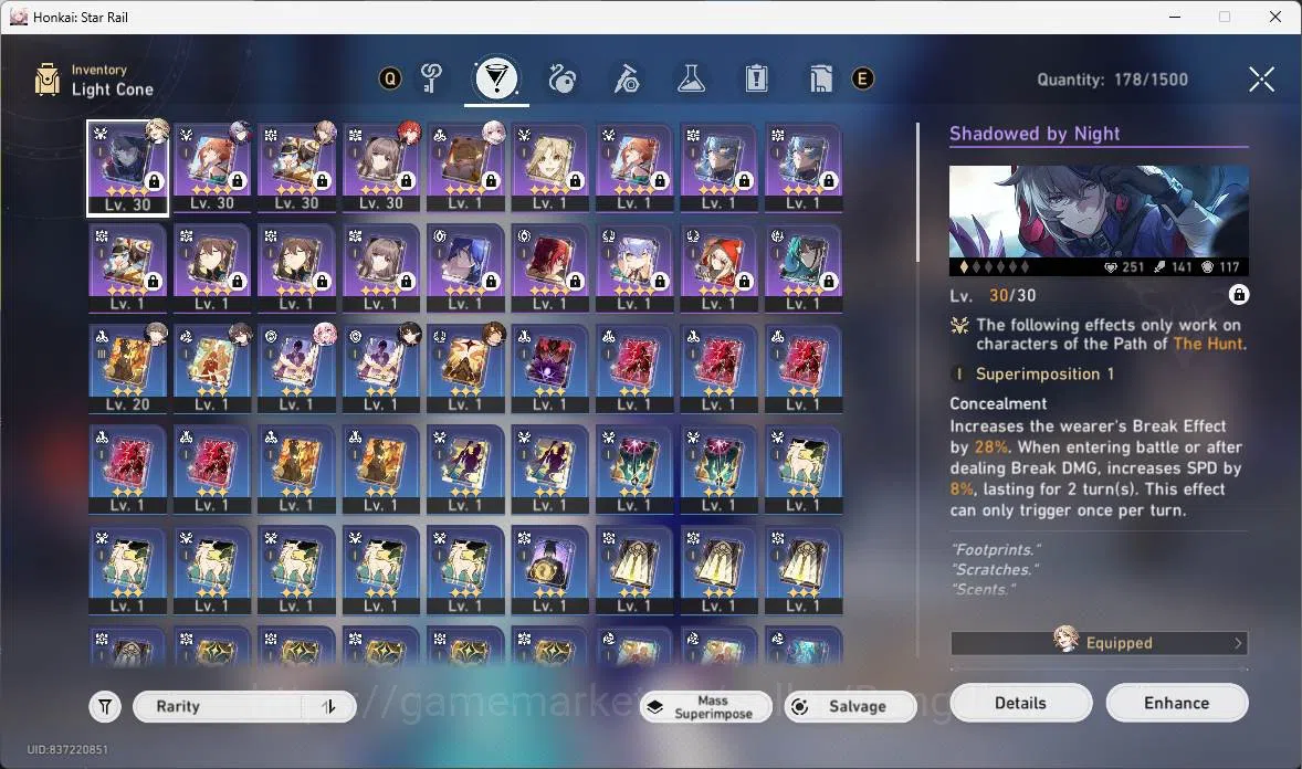 Honkai Star Rail Accounts Others ASIA|TL 26|4limit|Yao Guang,Sparkle,Ruan Mei,DanHeng PT|MC Male|check SS|HSR203B 4