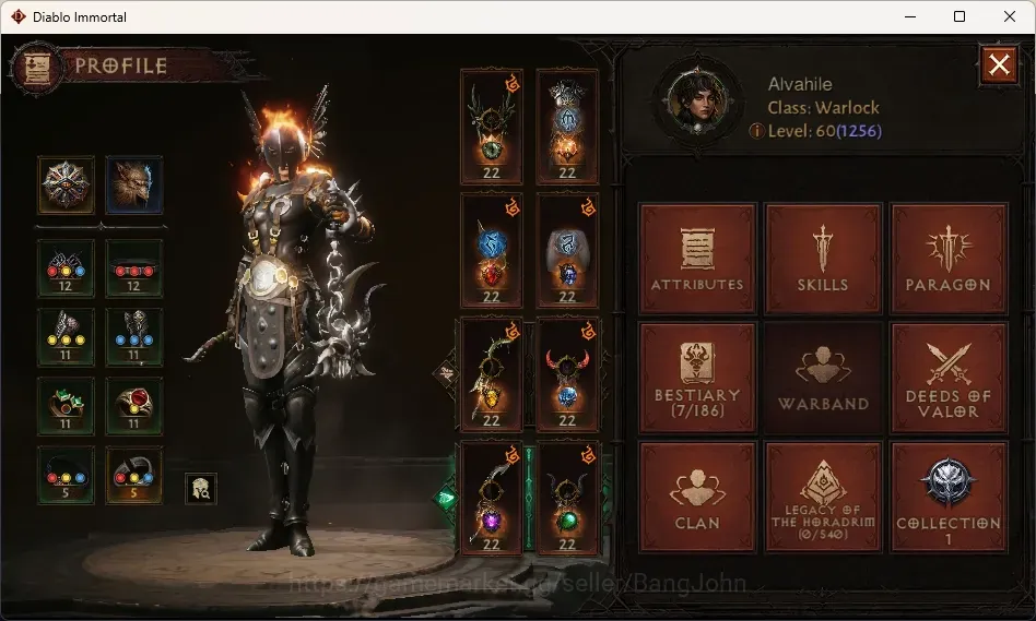 Diablo Immortal Accounts High-End NA - High Heaven|60 (1256) Warlock - Slinger| CR 51873 | Reso 480 | Inverno VII 1