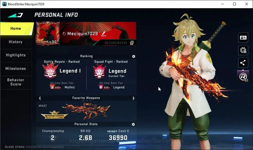 Blood Strike Accounts ASIA|EVO M4A1-Tiadraco Lv2|7 ETERNAL|2 ULTRA Melee image 2