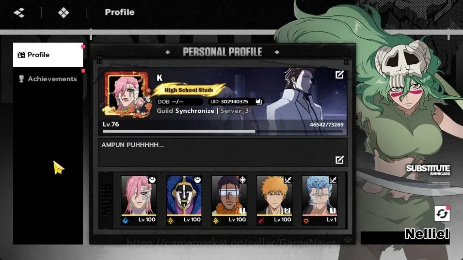 BLEACH: Soul Resonance Accounts NuverseSEA|LV 76|15 SSR [(IchigoB2,AizenB1,Urahara image 1