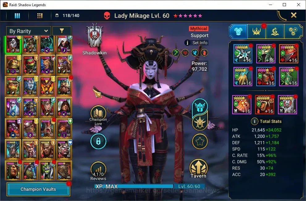 Raid: Shadow Legends Accounts Lv71 2,7M Power|1 Mythic(Lady Mikage)|37 Legend(Ra image 4