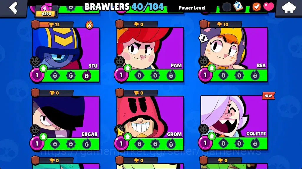 Brawl Stars Accounts 4290 Trophy|40 Brawlers 4 Max|Full Buffies Emz & Frank|8k Bling|1 Legendary(Paper Cordelius),4 11