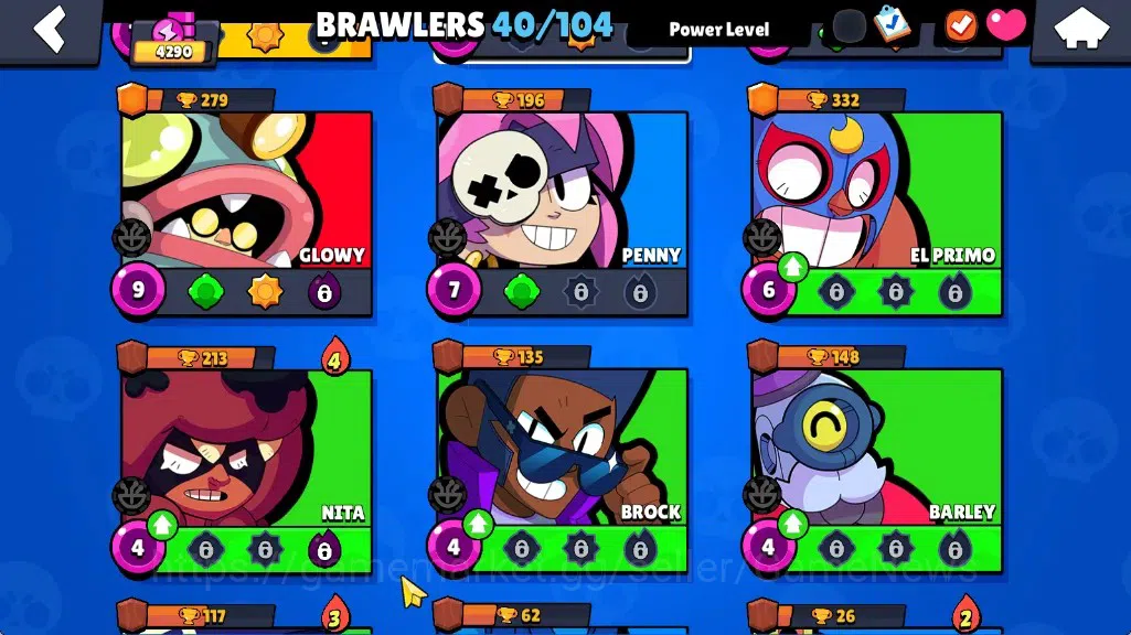 Brawl Stars Accounts 4290 Trophy|40 Brawlers 4 Max|Full Buffies Emz & Frank|8k Bling|1 Legendary(Paper Cordelius),4 8