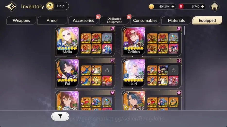Seven Knights Re:Birth Accounts Global |5 EX7 (Fai,Juri,Roise,Gelidus,Melia)|31 TC image 6