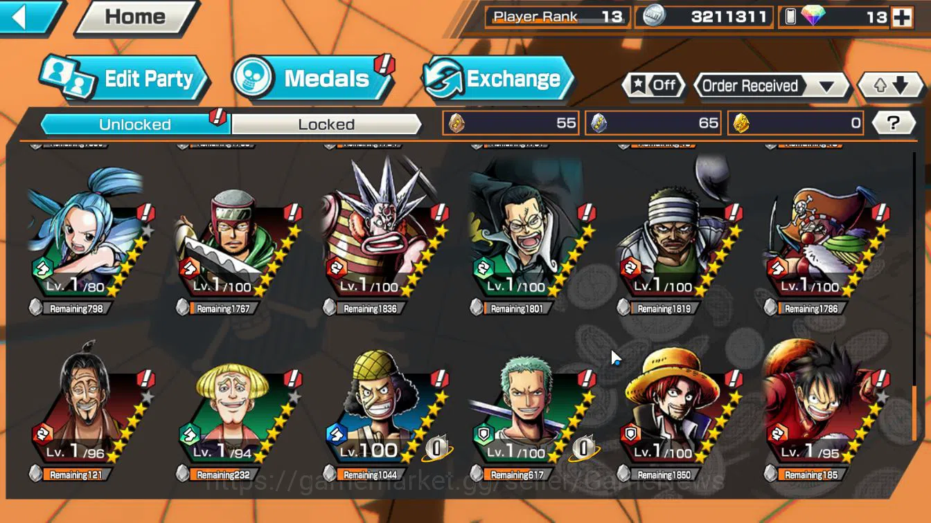 One Piece Bounty Rush Accounts Starter Global|4EX 1MAX|BM Onigashima Kaido,5Elder Nusjuro,MWD Monkey D.Luffy,Blackbeard 11