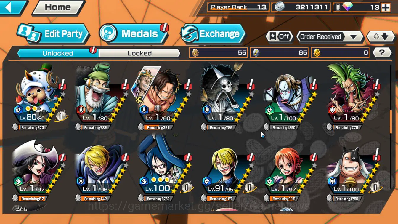 One Piece Bounty Rush Accounts Starter Global|4EX 1MAX|BM Onigashima Kaido,5Elder Nusjuro,MWD Monkey D.Luffy,Blackbeard 8