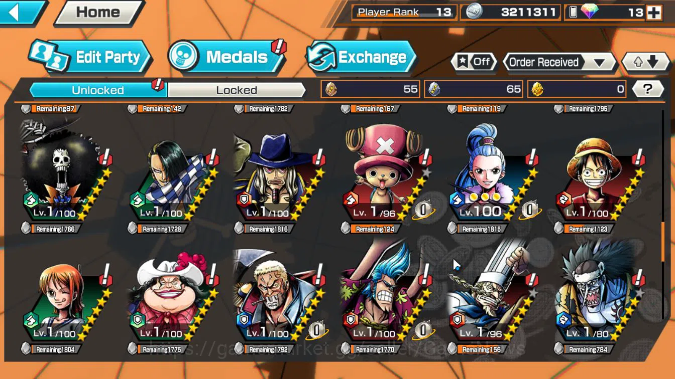 One Piece Bounty Rush Accounts Starter Global|4EX 1MAX|BM Onigashima Kaido,5Elder Nusjuro,MWD Monkey D.Luffy,Blackbeard 9