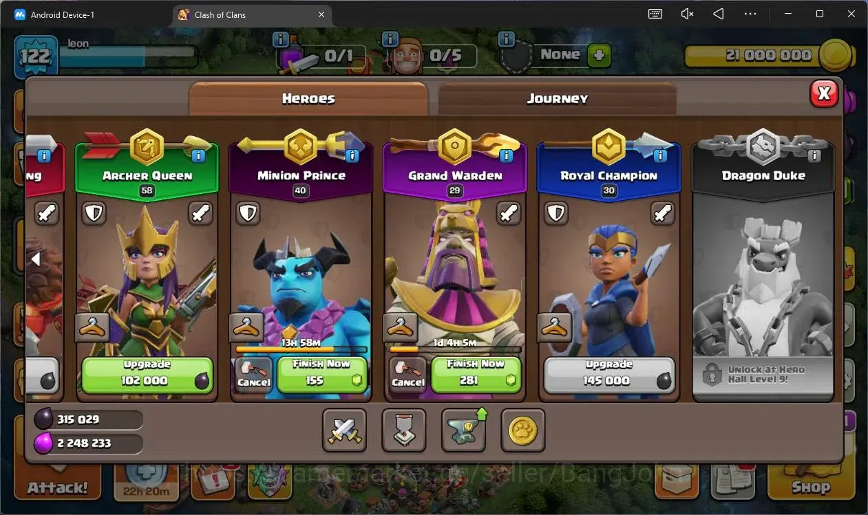 Clash of Clans Accounts High-End Global |TH14-BH6|LVL 122|HH8|BK85,AQ58,MP40,GW29,RC30|Skins 2 Legendary + 2 Gold|748 11