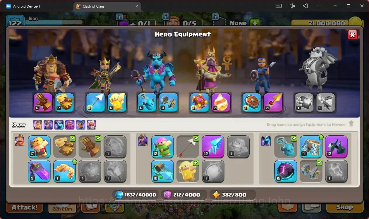 Clash of Clans Accounts High-End Global |TH14-BH6|LVL 122|HH8|BK85,AQ58,MP40,GW29,RC30|Skins 2 Legendary + 2 Gold|748 13