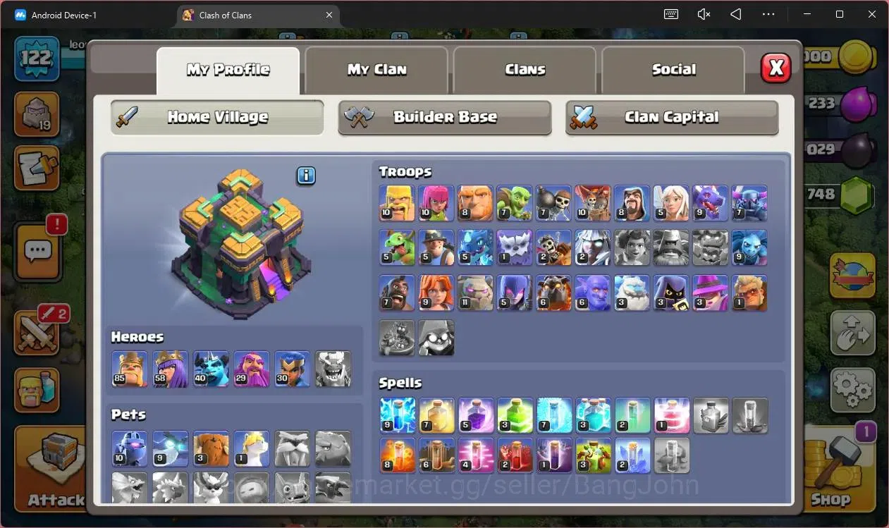 Clash of Clans Accounts High-End Global |TH14-BH6|LVL 122|HH8|BK85,AQ58,MP40,GW29,RC30|Skins 2 Legendary + 2 Gold|748 2