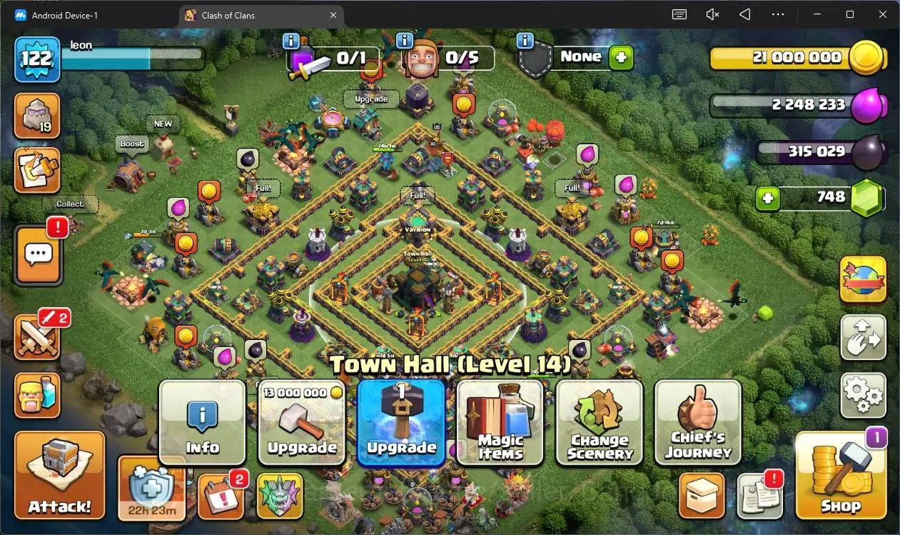 Clash of Clans Accounts High-End Global |TH14-BH6|LVL 122|HH8|BK85,AQ58,MP40,GW29,RC30|Skins 2 Legendary + 2 Gold|748 4