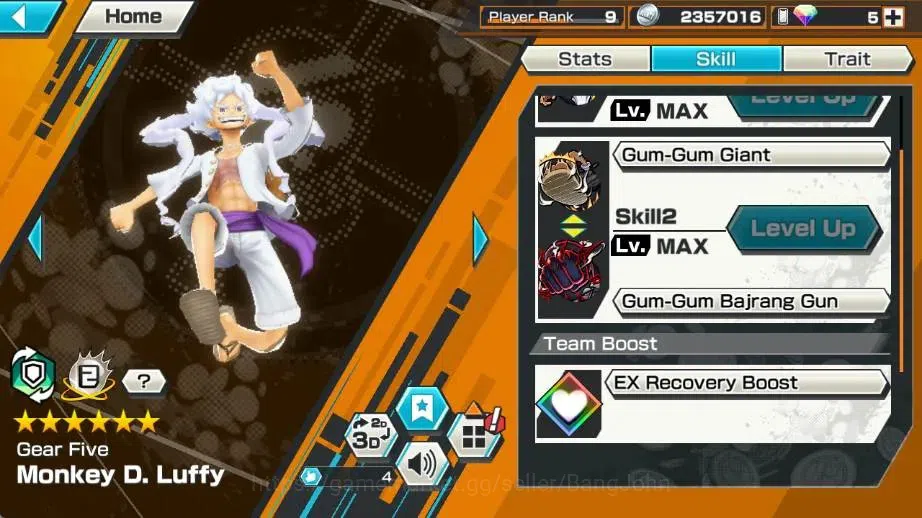 One Piece Bounty Rush Accounts High-End Global |4 EX| 1 Max | PR 9 |Gol D. Roger, Monkey D. Luffy Max,St. Ethanbaron 10
