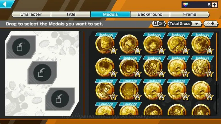 One Piece Bounty Rush Accounts High-End Global |4 EX| 1 Max | PR 9 |Gol D. Roger, Monkey D. Luffy Max,St. Ethanbaron 3