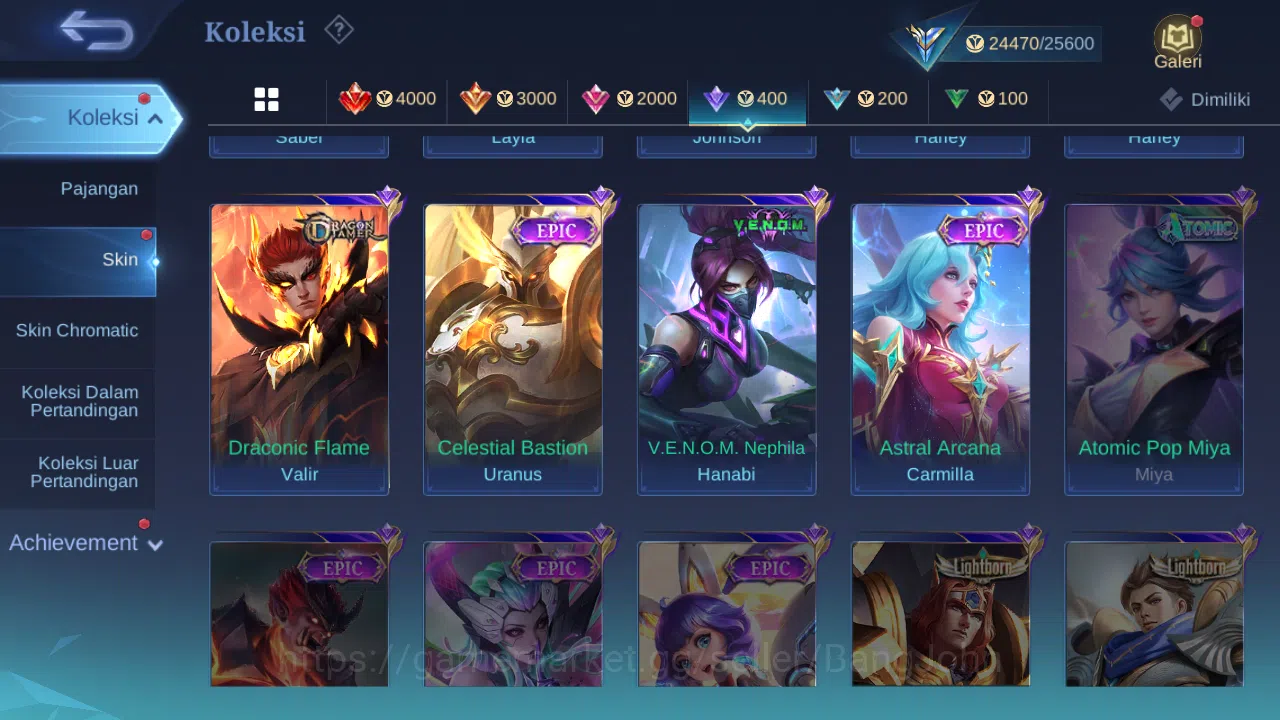 Mobile Legends: Bang Bang Accounts Hero 44 | skin 75 | kof aurora | kof karina | luck image 14