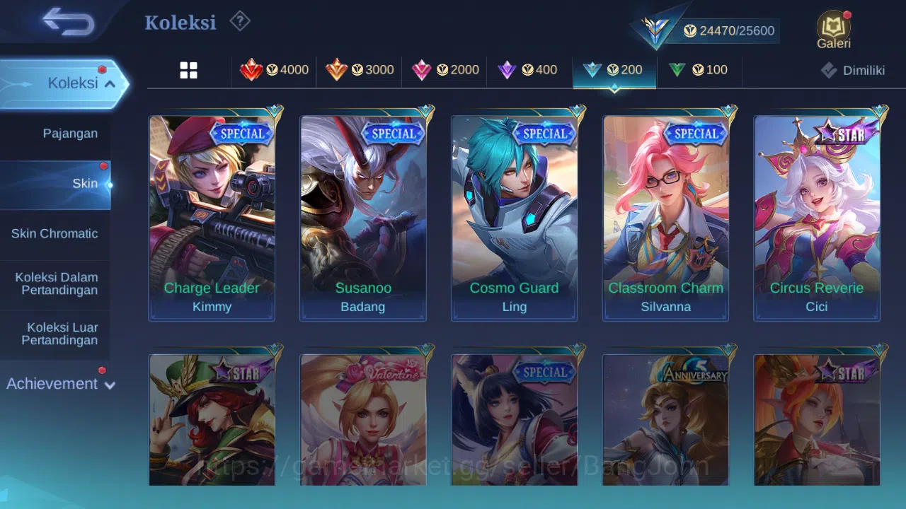 Mobile Legends: Bang Bang Accounts Hero 44 | skin 75 | kof aurora | kof karina | luck image 16