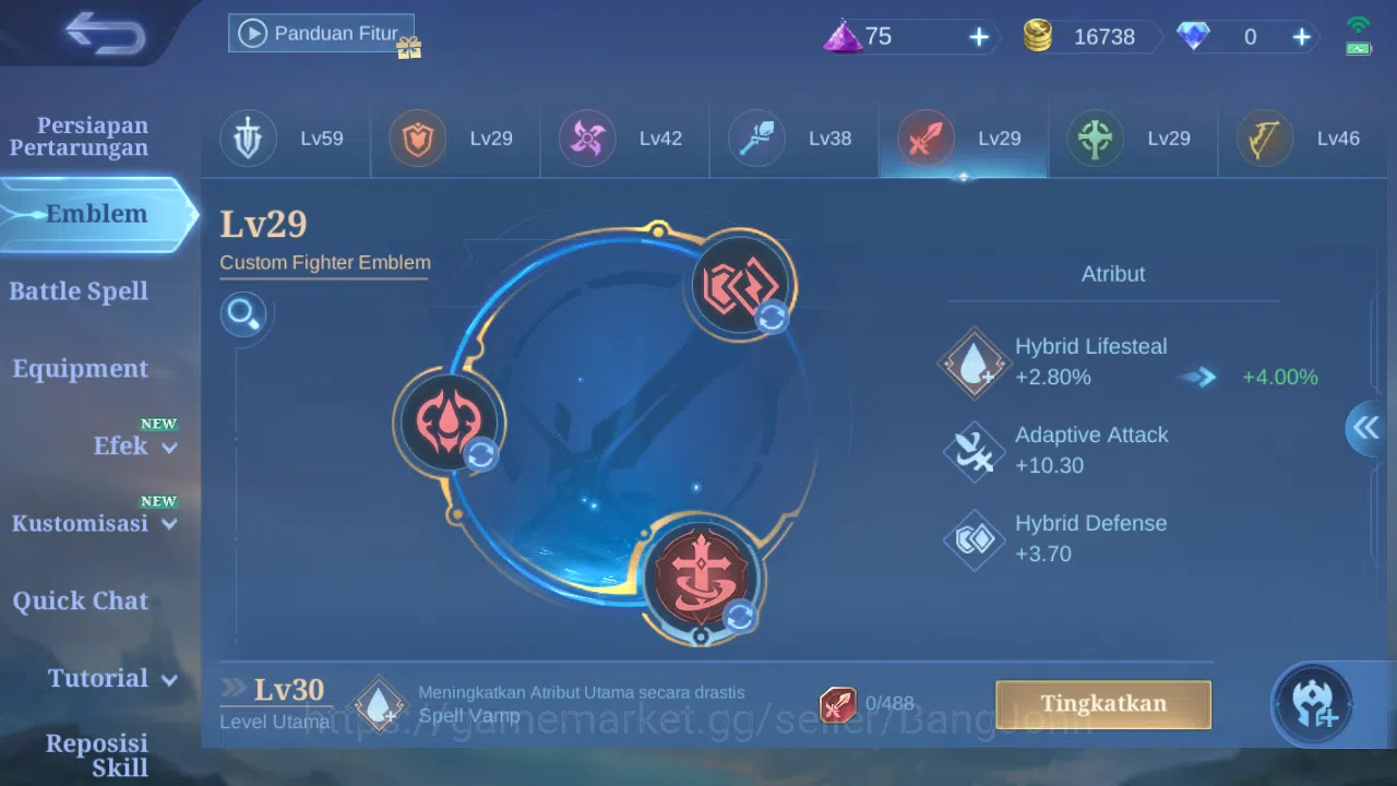 Mobile Legends: Bang Bang Accounts Hero 44 | skin 75 | kof aurora | kof karina | luck image 5