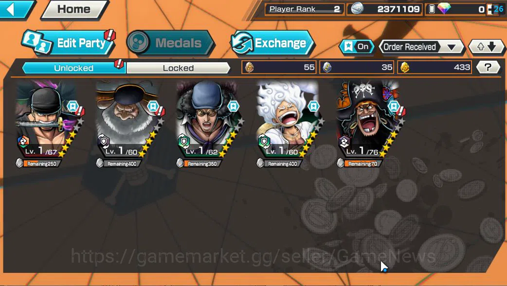 One Piece Bounty Rush Accounts Starter Global|5 EX|BP Kuzan,T5E St. Saturn,TFE Monkey D. Luffy,Raid Onigashima roronoa Zoro 3
