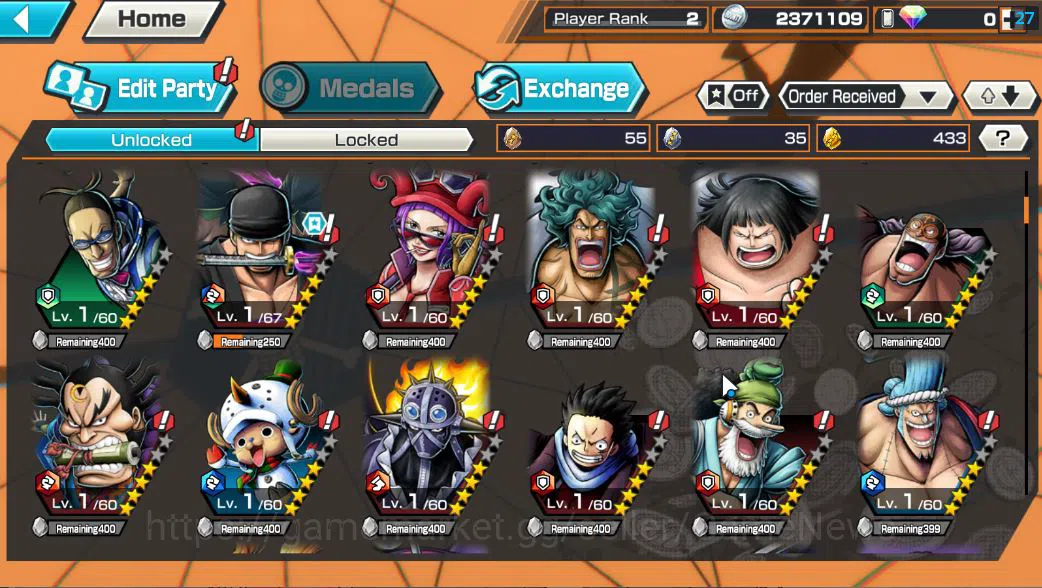 One Piece Bounty Rush Accounts Starter Global|5 EX|BP Kuzan,T5E St. Saturn,TFE Monkey D. Luffy,Raid Onigashima roronoa Zoro 5