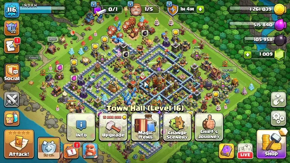 Clash of Clans Accounts High-End LV 116|TH 16 - BH 9 HH 9|Limited skin|BK 60,AQ 68,GW 41,MP 43,RC 35,DD 10||1009 1