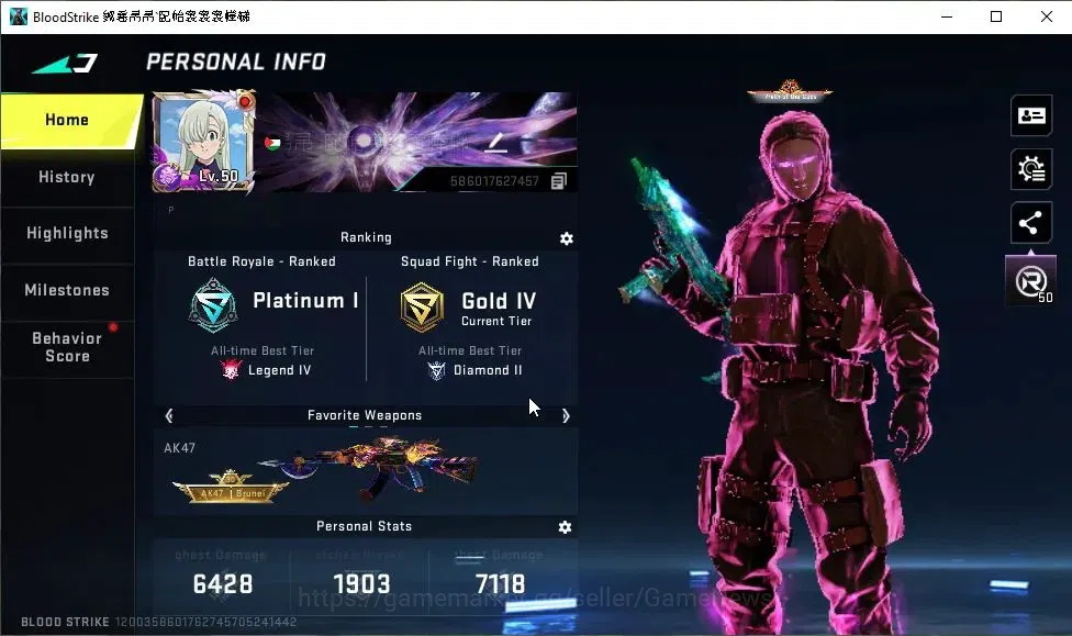 Blood Strike Accounts ASIA|ETERNAL DEagle-Scorpius|Collab 7DS[M700,QBZ95 image 2
