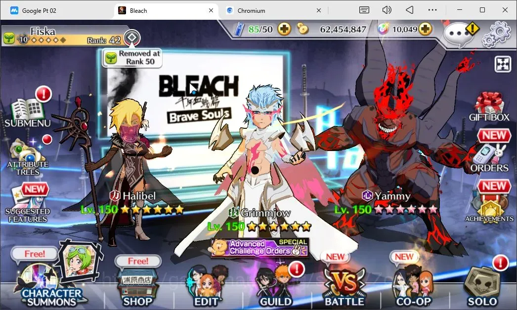 Bleach: Brave Souls Accounts Starter Global |Fresh starter 10k Orb| 97K BP | 202 Max Lv Chars | Halibel,Grimmjow,Yammy 1