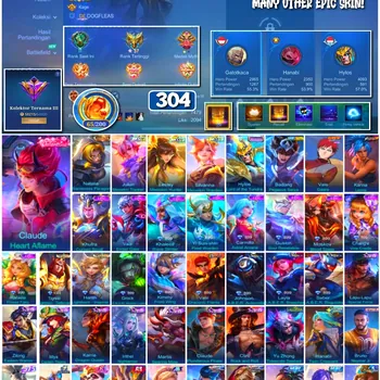 Mobile Legends: Bang Bang Accounts 🔥 #4152 🔥 💎 304 Skins 👑 Collector Natalia Warrioress Paragon ⚔️ Renowned Collector