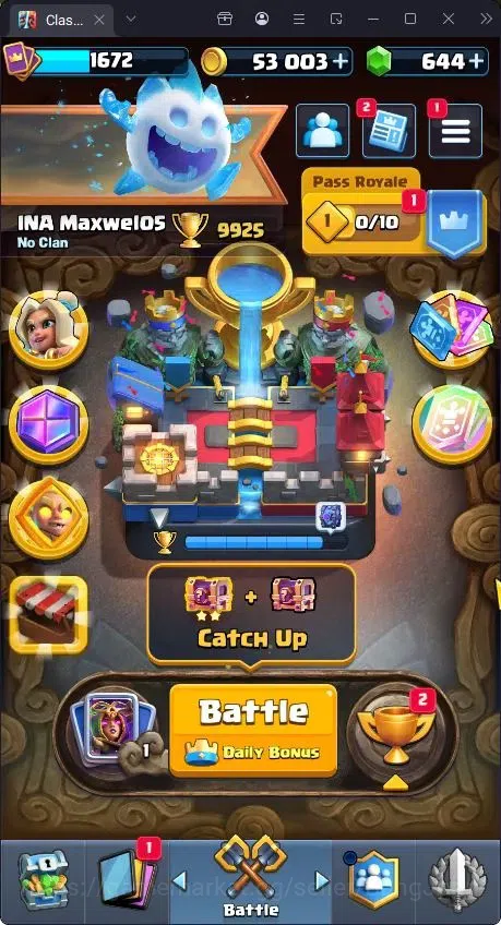 Clash Royale Accounts High-End Trophy 9925|CL 1672|KTL 16|121 Cards|7 Max|8 Champ|2 Hero|15 Evo|Arena 24|644 Gems + 53K 1