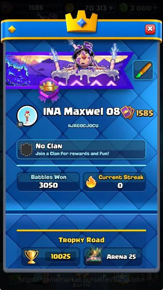 Clash Royale Accounts Mobile |KTL 15|Trophy 10025|2 Max L16 Cards|2 Hero image 20