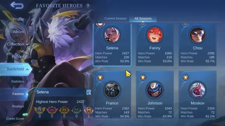 Mobile Legends: Bang Bang Accounts Hero 78|Skin 112|MAX Emblem|KOF Leona Karina, CC N image 5
