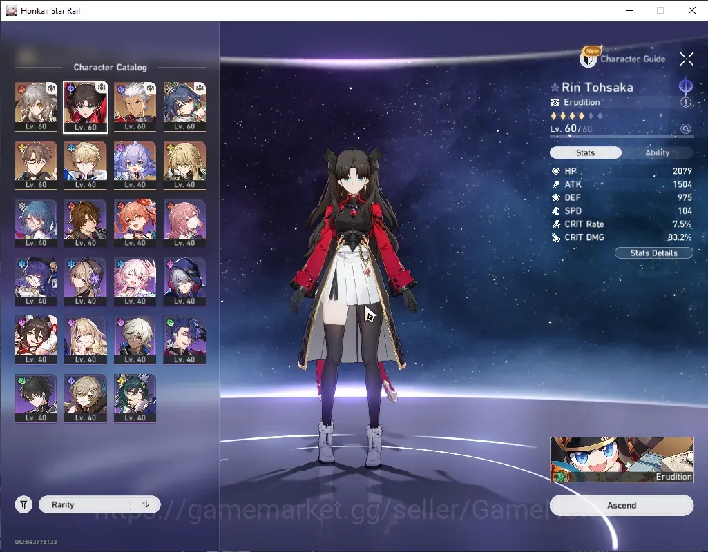 Honkai Star Rail Accounts Others Asia |TL 41|4 Limited Archer,Rin Tohsaka,Yunli,Luocha + 3 Standard Welt,Bailu,Gepard|Female 1