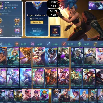 Mobile Legends: Bang Bang Accounts Smurf BEST OFFER | HERO 121 | SKIN 170 | KARINA KOF | EUDORA LUCKYBOX | SUN LUNAR | AKAI