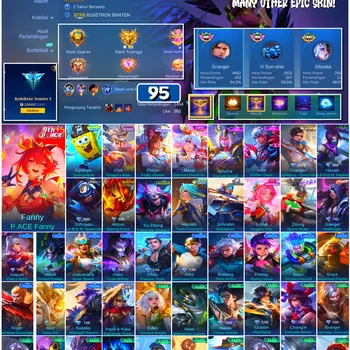 Mobile Legends: Bang Bang Accounts #4513 95 Skins | Floryn Fluffy Dream (SANRIO) | Cyclops SpongeBob (SPONGEBOB) | Khufra