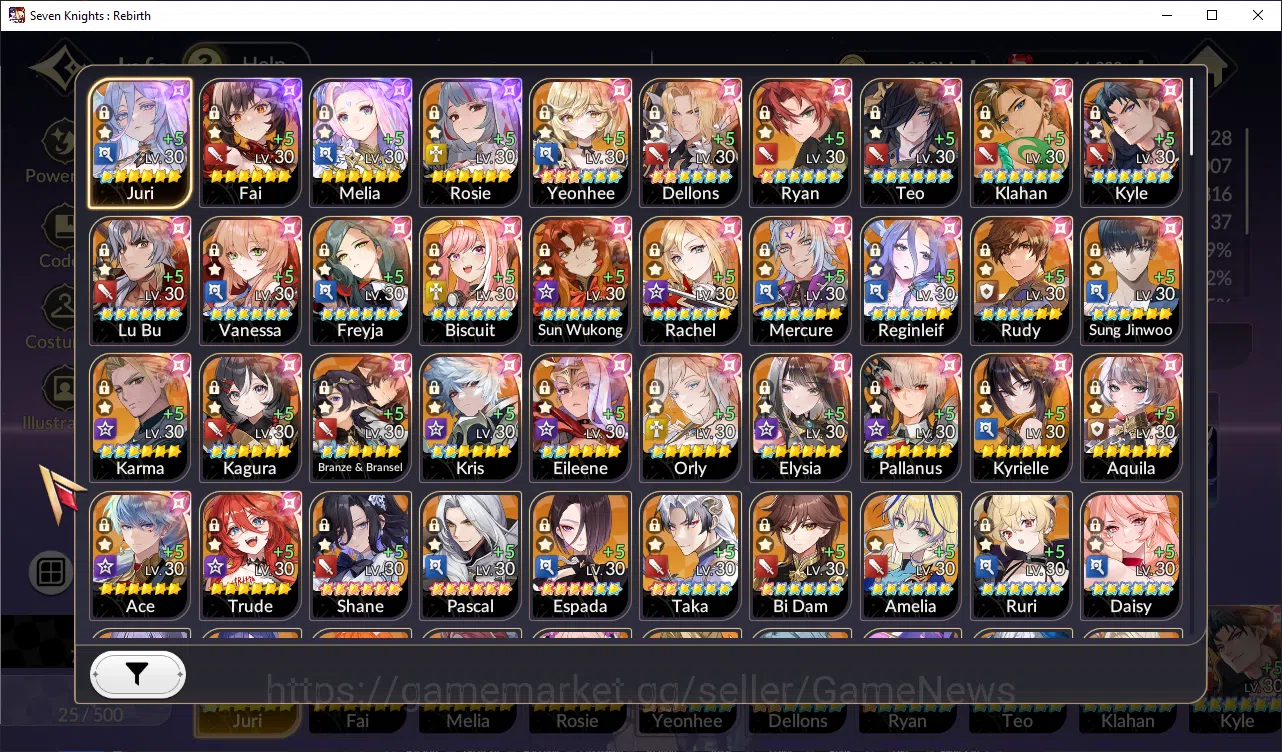 Seven Knights Re:Birth Accounts GLOBAL-SEA|4 Ex-7k [JuriTC1,Fai,Melia,Rosie]+23 TC image 1