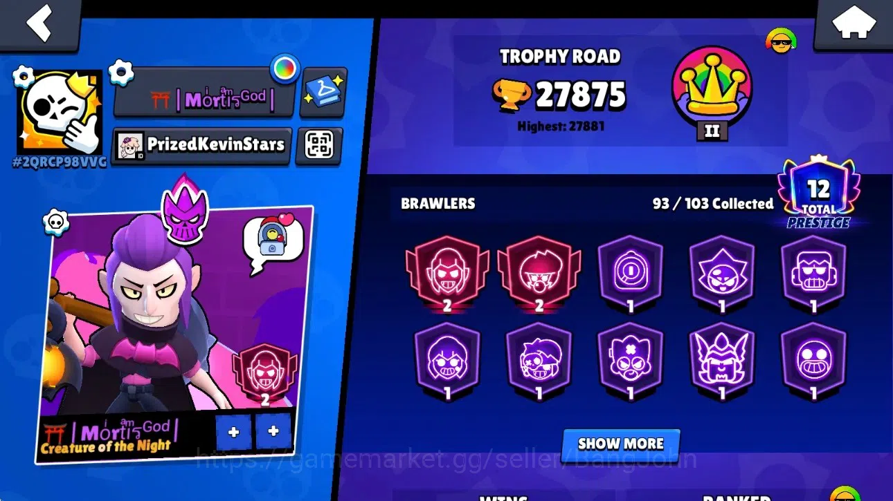 Brawl Stars Accounts Global|27875 Trophy|93 Brawlers-12 Max Lvl.|11 Hyp image 2