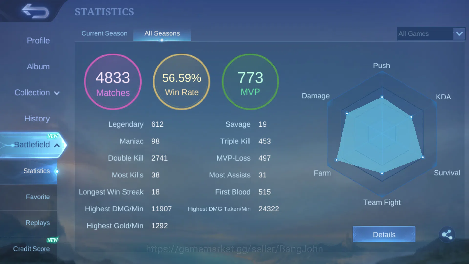 Mobile Legends: Bang Bang Accounts hero 131 | Skin 310 | Spec EXP | Legend Freya | Pa image 20
