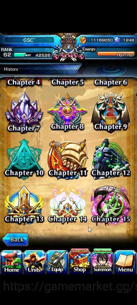 Grand Summoners Accounts Global|Rank 62|1,2k cc|12 Ascend+9 TW|[Roy,B Milim image 10
