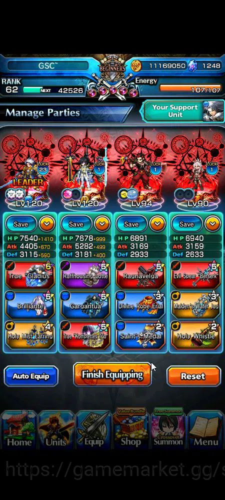 Grand Summoners Accounts Global|Rank 62|1,2k cc|12 Ascend+9 TW|[Roy,B Milim image 9