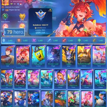 Mobile Legends: Bang Bang Accounts Others HERO 79 SKIN 138 | EMBLEM ALL MAX| PACE FANNY| VALE GARA| EPIC URANUS| HERO GOOD