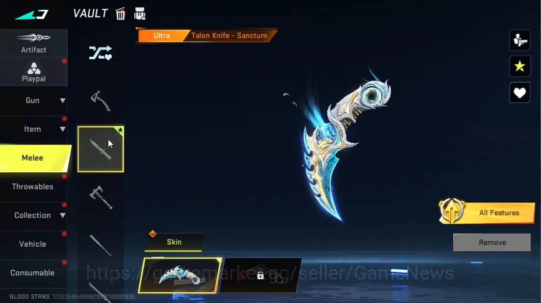 Blood Strike Accounts Starter Asia|Meele Ultra Talon Knife Sanctum| Legendary URB Lightning Coil,MCX Endbringe|Log 1