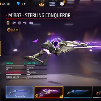 Free Fire Accounts Indonesia |2 Evo (M1887 Sterling Conqueror Lv.5, FAMAS Demonic Grin Lv.2)|M1887-Mamba Gnaw|1 Bunny Bp