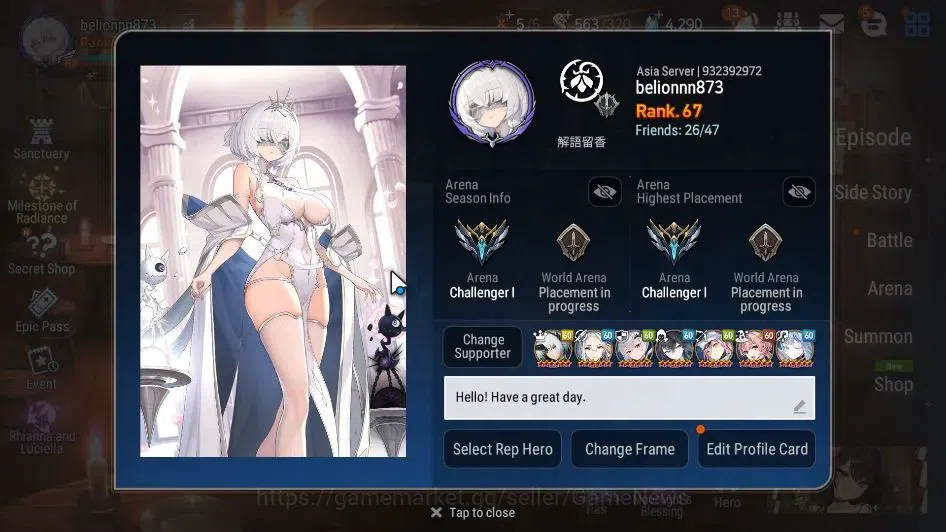 Epic Seven Accounts ASIA|13 ML(LOTScales,BArunka,Salome,RueleLight,Etc image 2
